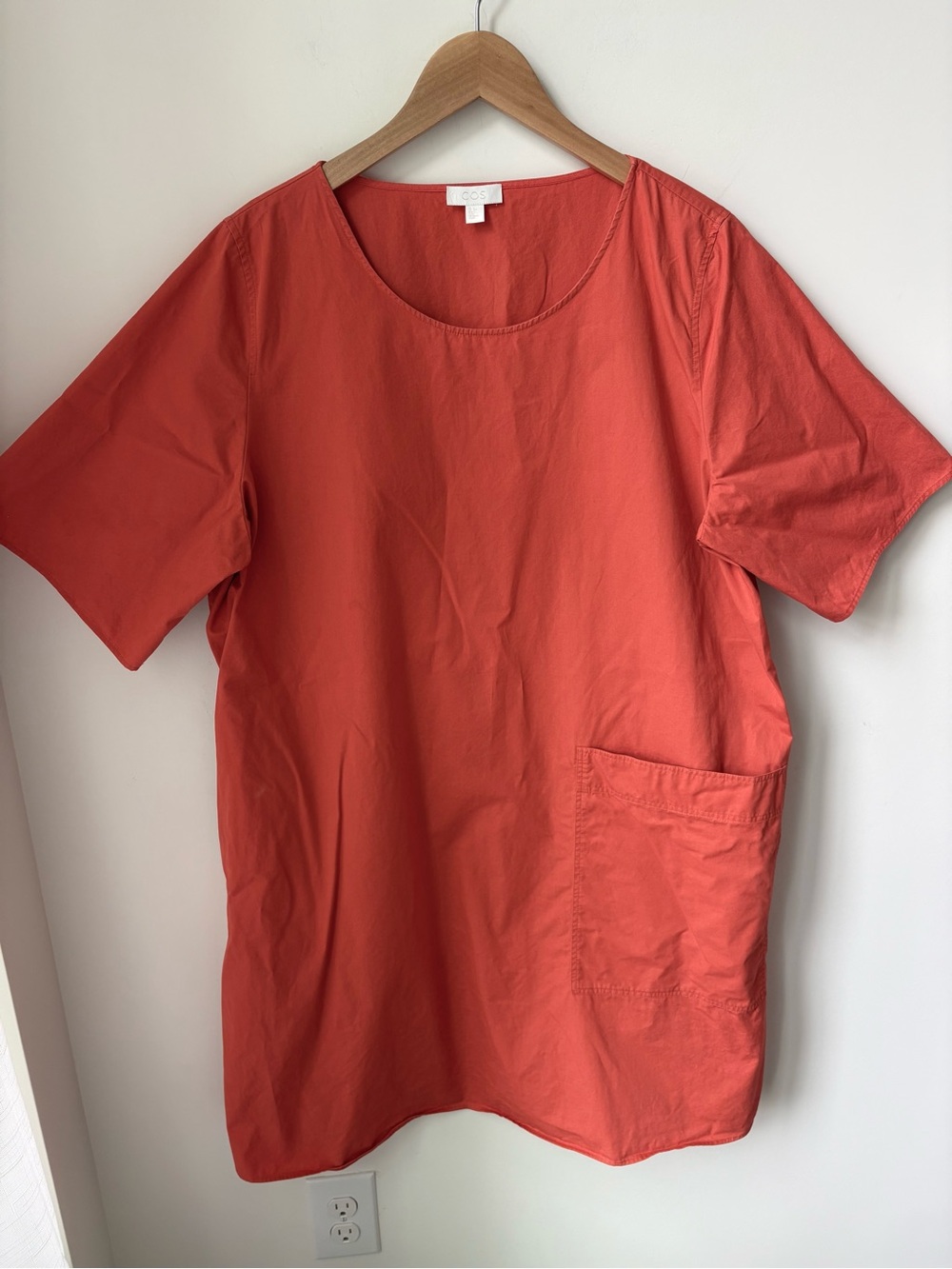 COS Cotton Lagenlook Pocket Dress Oversize Summer Vacation Coastal Travel Size L